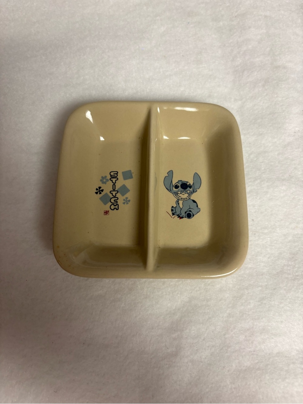 STITCH Mini Dish Tray Ceramic Beige Light Brown Disney Japan